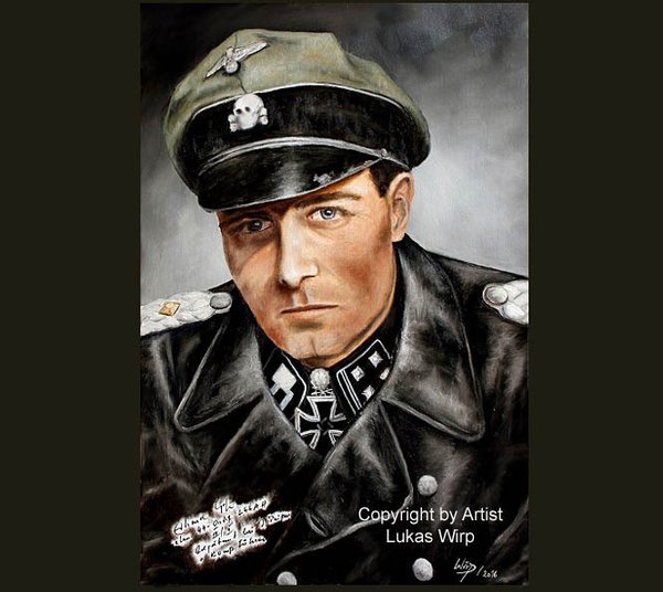 Obersturmbannführer des 1. SS Panzerregimentes LAH Joachim Peiper mit Ritterkreuz