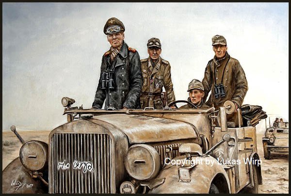 Generalfeldmarschall Erwin Rommel mit seinem Horch