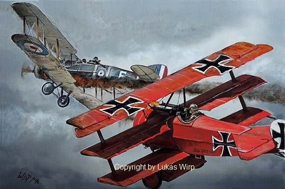 Baron von Richthofen mit seinem Fokker Dreidecker - Der rote Baron