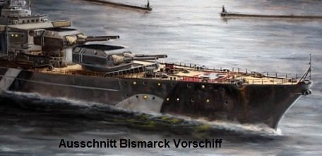 Schlachtschiff Bismarck bei Vollmond vor Gotenhafen, Mai 1941