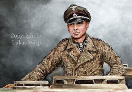 Ritterkreuzträger und Hauptsturmführer Michael Wittmann in seinem Tiger Panzer 007