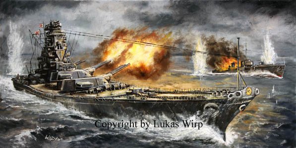 Das Großkampfschiff Yamato in der Seeschlacht von Samar 1944