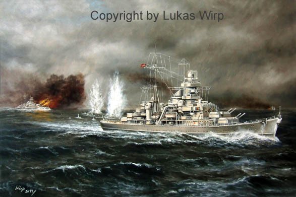Prinz Eugen und Bismarck im Gefecht mit Prince of Wales und Hood