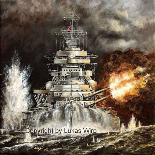 Schlachtschiff Bismarck im Endkampf