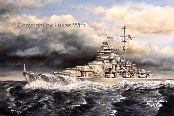 Schlachtschiff Bismarck im Atlantik