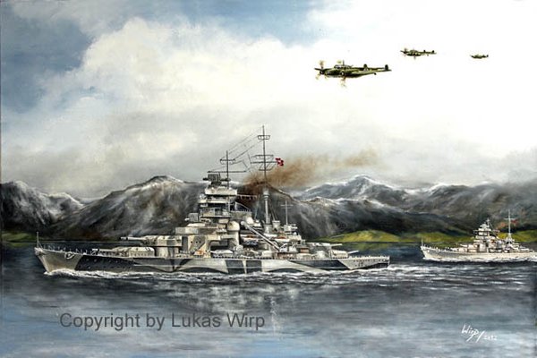 Schlachtschiffe Tirpitz und Scharnhorst in Norwegen