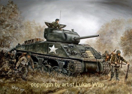 US sherman tank of the 28th US infantry division