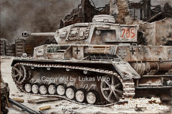 Panorama - Gemälde in 180 cm Länge ! Division Leibstandarte, Charkow 1943