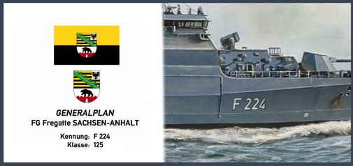 Kunstdrucke auf Papier der Bundeswehr Fregatte 125 Klasse D222, D223, D224, D225