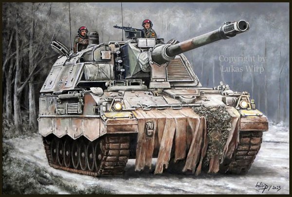 Bundeswehr Panzerhaubitze 2000 im winterlichen Marsch