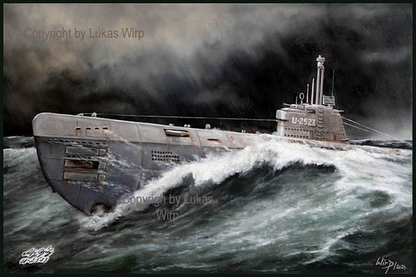 Deutsches XXI U-Boot in stürmischer See
